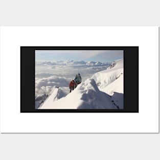 Climbing the thin ridge to the summit of Monte Rosa (4634m, Italian Alps) Posters and Art